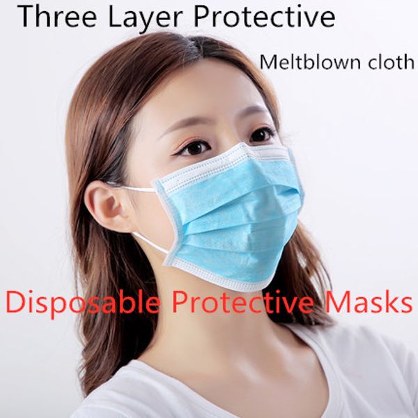 

stock with meltblown cloth disposable protective masks men women masks fog-proof foaming-proof breathable three layer mask 50pcs