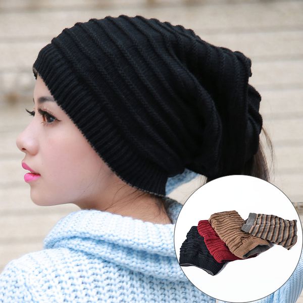 

knitted women hat ladies girl stretch dual-use cap scarf casual skullies beanies warm neck collar