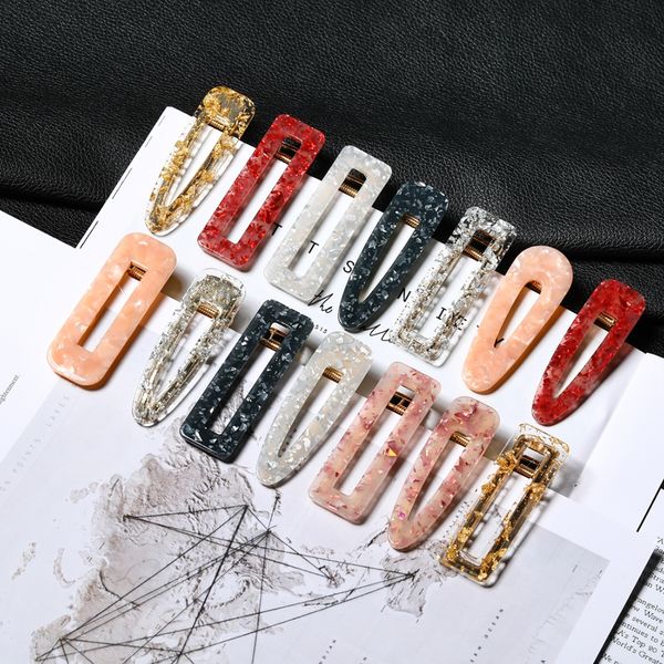 

fashion retro hollow geometric acrylic bangs tin foil card, Golden;silver