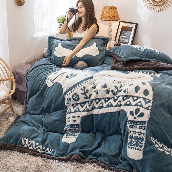 

new year 5d bedding set velveteen warm bedclothes  bed linen set 3d winter 4kgs home be 4pcs/set duvet cover flannel fleece