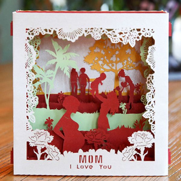 

new handicraft 3d up mom child greeting cards birthday graduate kindergarten mother day christmas invitation card