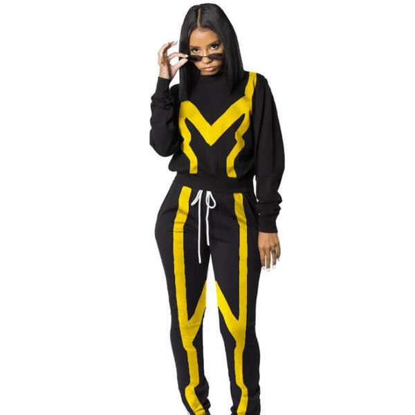 

striped design fashion lady sportswear full sleeve pullovers and slim long pants 2 piece set casual tracksuit outfit, White