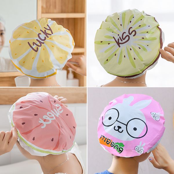 

hbw shower cap cartoon bathing cap kitchen cooking smokeproof hat cute shower