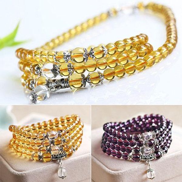 

6mm crystal stone buddhist 108 prayer beads mala bracelet necklace new, Black