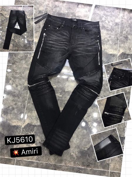 

2020new unique mens ribbon panelled skinny black jeans fashon slim fit iwashed motocycle denim pants patches hip hop trousers h5, Blue