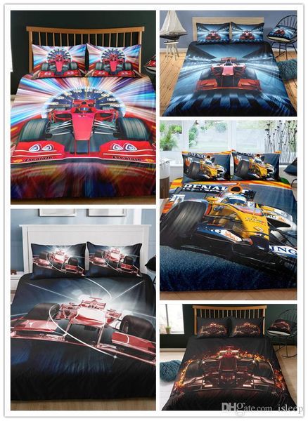 

cool race car 3d printing 2 3 bedding set with pillowcase for boy gift