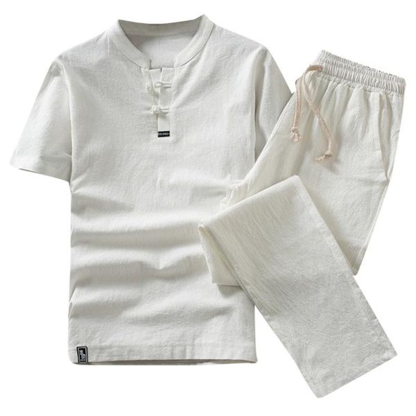 

plus size tracksuit men clothes summer 2020 fashion casual cotton linen short sleeve shorts set suit tracksuit ropa de hombre, Gray