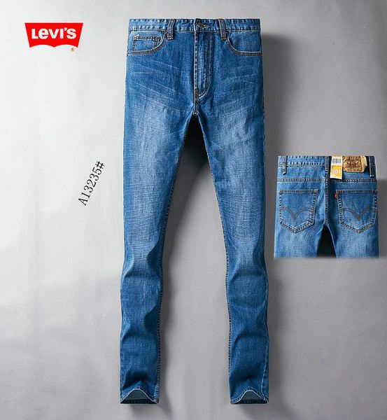 

levi classic brand jeans mens designer jeans boutique slim pants high-end fashion casual pants trend wild denim street pants hip hop jeans, Blue