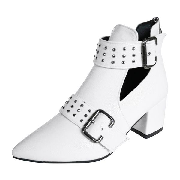 

sagace women vintage ankle rome pointed toe casual single shoes short boots pu square heel women boots travel dec, Black