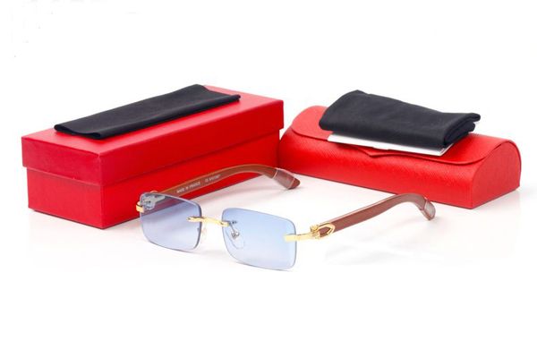 

new fashion sport sunglasses for women men wooden rimless glasses bamboo vintage retro sunglasses buffalo horn gold silver frame lunettes, White;black