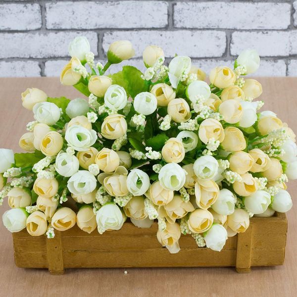 

silk artificial flowers 15 head mini rose home decor for wedding small roses flower bouquet decoration fake flowers