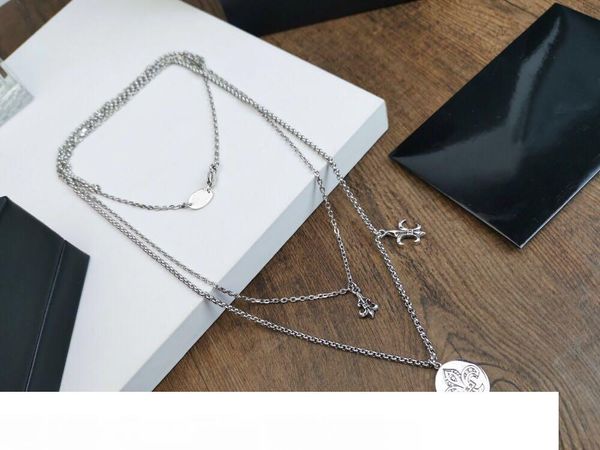 

fashion brand ch cross double-layer designer necklace for lady design mans and women party wedding lovers gift luxury hip hop jewelry, Silver