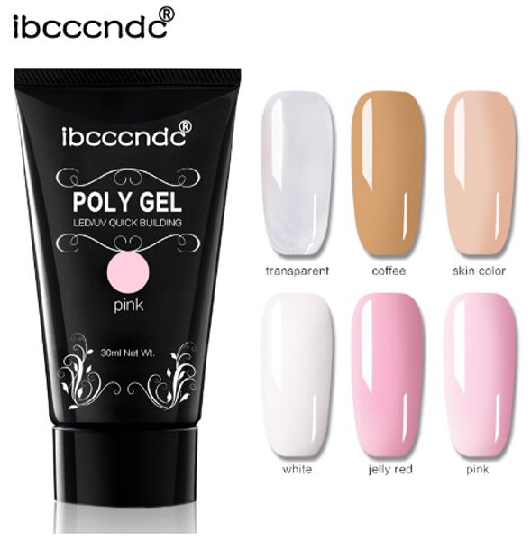 

30g polygel nail acrylic poly gel pink white clear crystal uv led builder gel tips enhancement slip solution quick extension gel, Red;pink