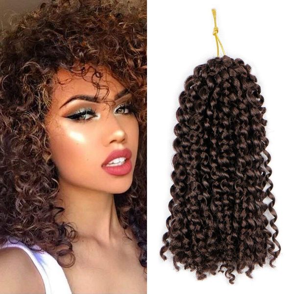 

9 pcs full head ombre color marlybob crochet braiding hair afro kinky curly jerry curl braids kanekalon synthetic hair extension 8inches, Black
