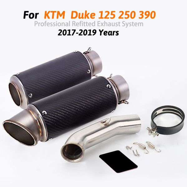 

slip on duke 125 250 390 rc390 motorcycle exhaust tip muffler mid connect link pipe for duke 125 250 390 rc390 2017 2018
