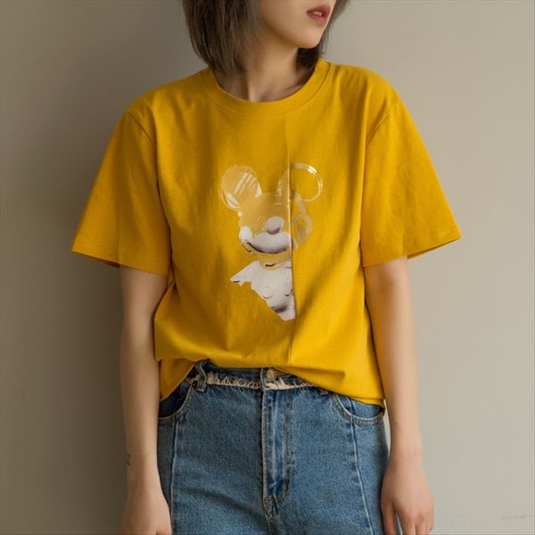 

jiangnanprinted cotton women's loose short sleeves 2019 t-shirt cotton t-shirt summer ins fashion all-match# md029084-02, White