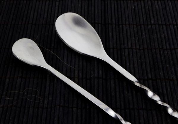 

1pc/lot stainless steel mixing cocktail spoon spiral pattern bar teadrop spoons stir spoon bar tool bartender tools accessories