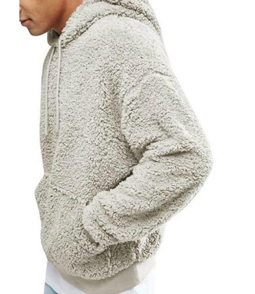 

плюшевые флисовые зимние мужские толстовки модные мужские твердые печатные топы повседневная homme с капюшоном мужская одежда, Black