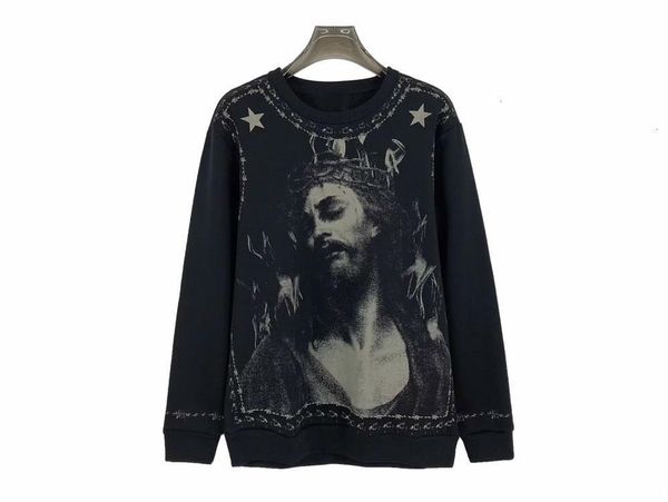 

19fw printing loose round neck long-sleeved sweater couple women and mens designer fashion oversize sweater 2xs~s hfxhwy045, Black