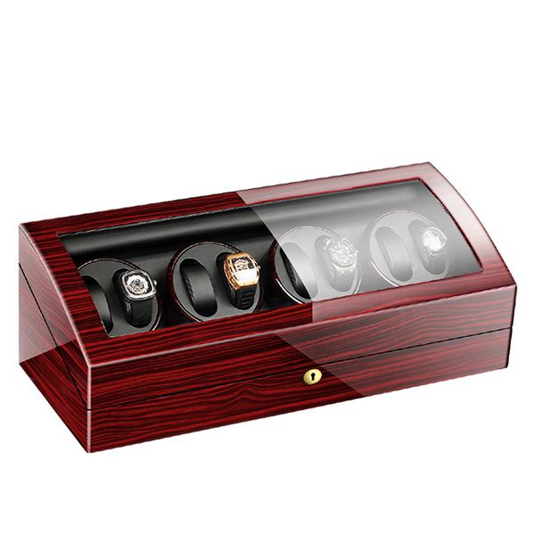

watch box automatic watch winder rotator holder pu leather winding storage case 8+9 display box organizer silent operation, Black;blue