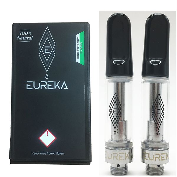 

Новые EUREKA Vape Картриджи Упаковка Box Eureka Четкие Тележки 0,8 мл 1мл стеклянные резервуары нефти EMPTY Vape Pen Черный цвет 510 Испаритель Atomizer
