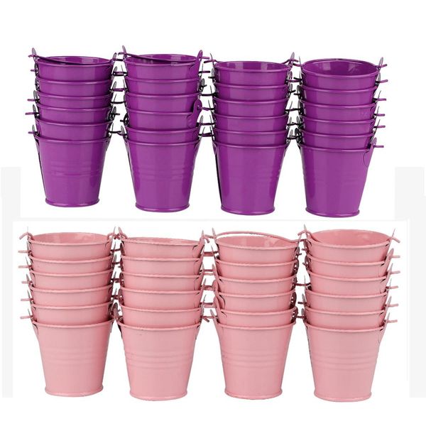 

ourwarm 2pcs potted home candy craft ornaments small iron barrel tinplate mini bucket wedding candy gifts box 6x4.2x5.2cm