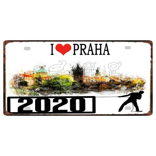 

yzfq] 30x15cm любовь prague city charles bridge travel сувенирная урожай металла знак дома стены магазин craft decor бляшки dc-1211b