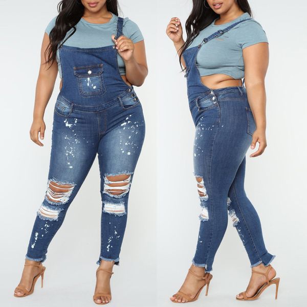 

women's jeans women summer pants fashion casual denim bib hole overalls demin trousers jumpsuit y729, Blue