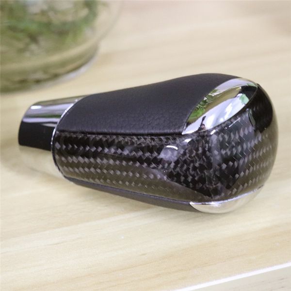 

genuine leather real carbon fiber car manual or automatic gear shift knob mt 5 6 speed gearstick shifter lever for