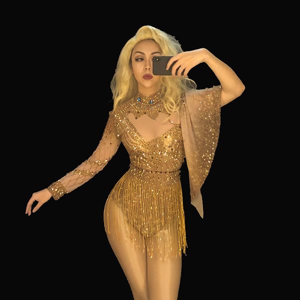 

gold dress imitates diamond woman dress birthday female singer dance floor dance step tender tender, Black;red