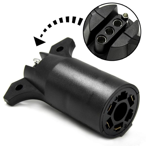 

7 way round tow vehicle end to 4 pin flat trailer end 7-pole blade rv trailer connector 12v waterproof for tail lights