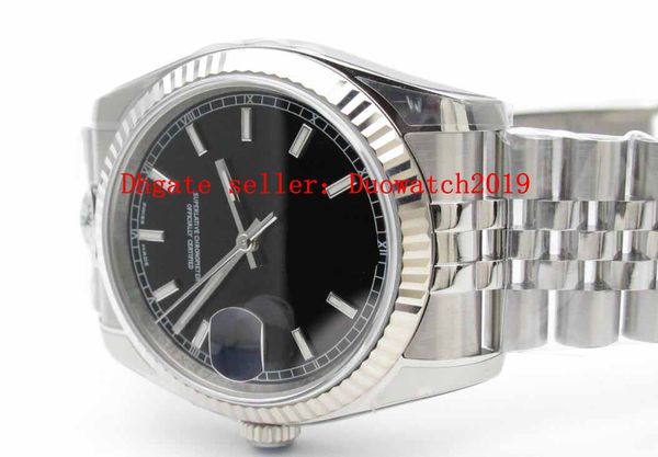 

mens selling 36mm black champagne dial men's ar factory 904l steel automatic 3135 eta men perpetual jubilee bracelet date dive 116234 w, Slivery;brown