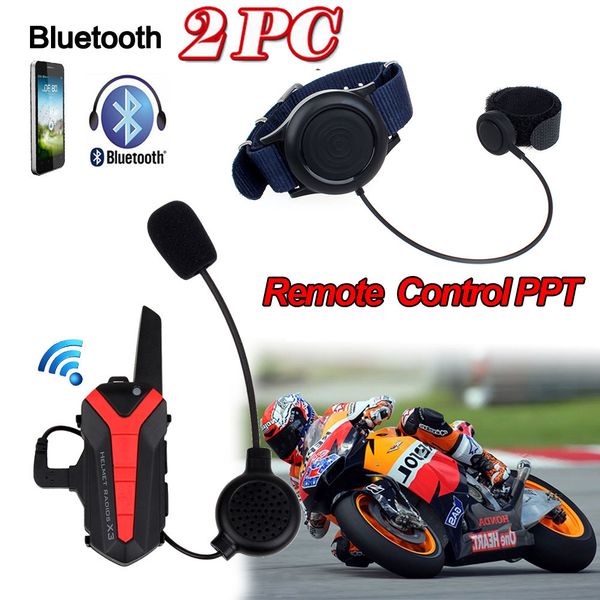 

2xhandsintercom bluetooth group interphone motorbike helmet+remote control