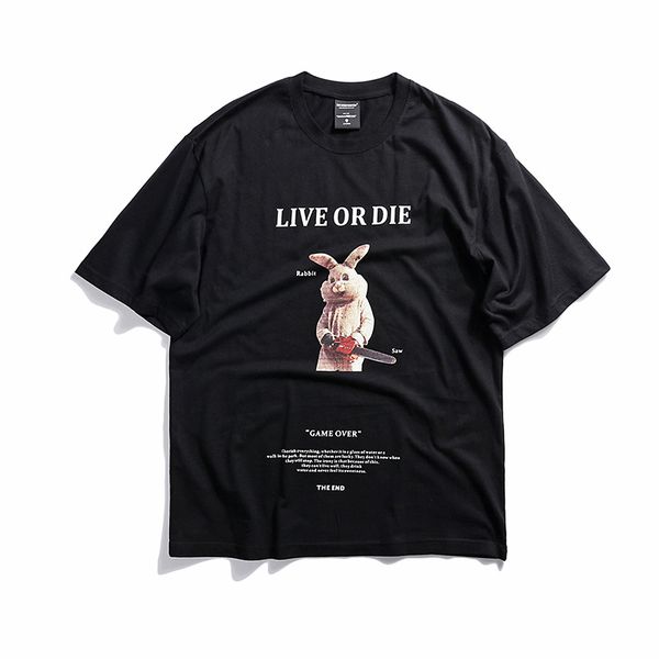 

mens short sleeve t shirt rabbit chainsaw printed fashion mens tees summer t shirts ing, White;black