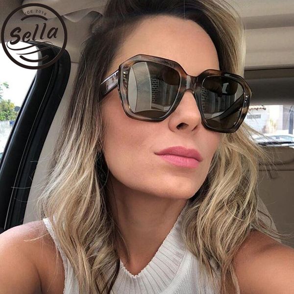 

sella vintage fashion women men thick frame oversized square sunglasses brand retro trending gothic big sun glasses, White;black