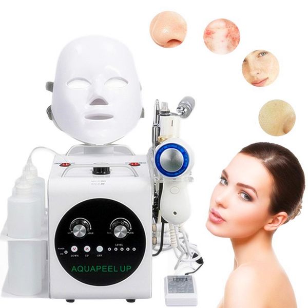 

5 in 1 small bubble water hydraulic oxygen injection gun facial led mask machine vacuum suction blackhead clean sprayer, Black;white