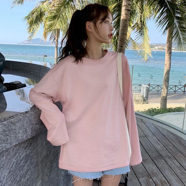 

сексуальная повседневная футболка топ мода свободные с длинными рукавами футболки женщины длинная рубашка осень топ, White