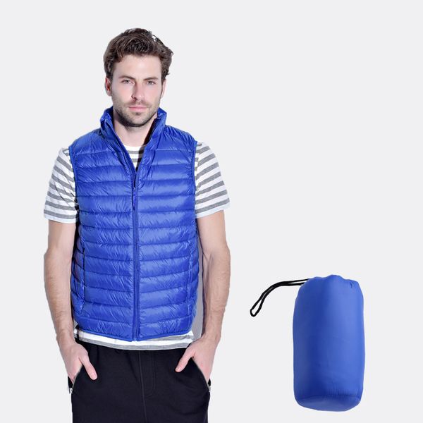 

men's winter down vests coat white duck down padded hooded waistcoats ultra light vests men s-3xl, Black