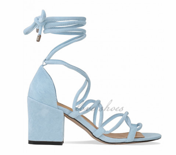

blue suede lace up mid block heels beautiful high heel sandals, Black