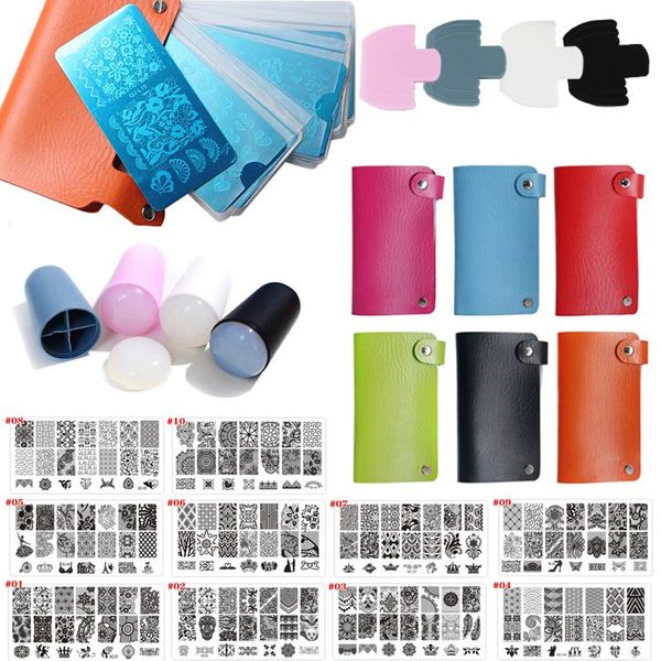 

2017 10 sheets nail art stamping plates + nail art stamper+scraper+storage bag set