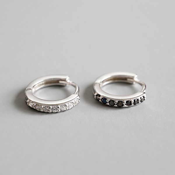 

925 sterling silver earrings jewelry circle zircon hoop earrings white gold color, Golden