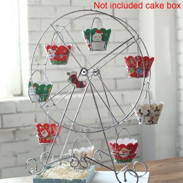 

stainless steel party rotatable pastry cupcake holder 8 cups supplies cake stand ferris wheel kitchen home