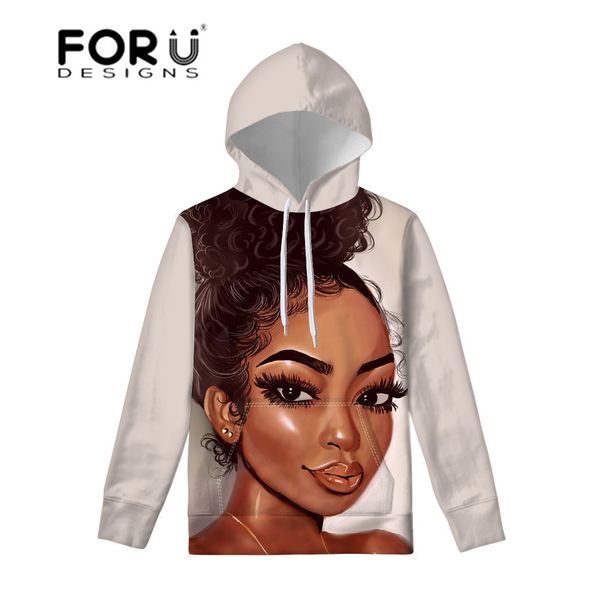 

forudesigns тонкого толстовка толстовка для женщин черных девушек волшебного африканского hoody с карманным дадут с длинным рукавом балахон, Black