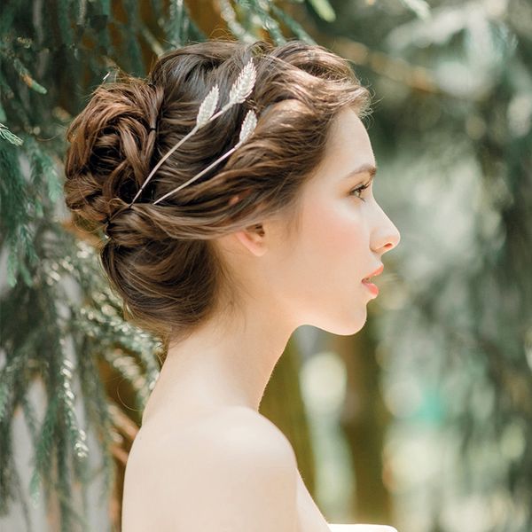 

пшеница спайк невесты тиара корона повязка на голову свадебные аксессуары для волос лента для волос лента для волос диадема ювелирных издели, Golden;white