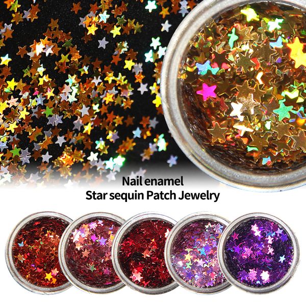 

saroline 3d shiny star sequins colorful nail art glitter tips diy pigment accessories uv gel nail decoration manicure, Silver;gold