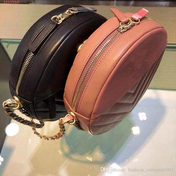 

new style fashion design cute circular bag luxury genuine leather quality with elegant women chain bag