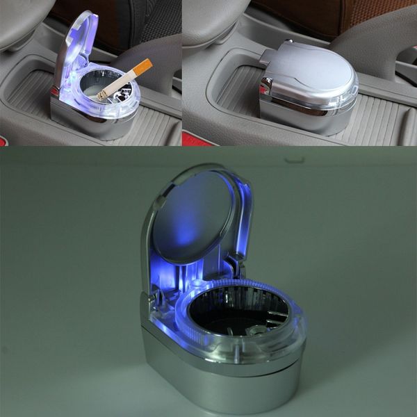 

mini portable car ashtray blue led light for dashboard cigar cigarette