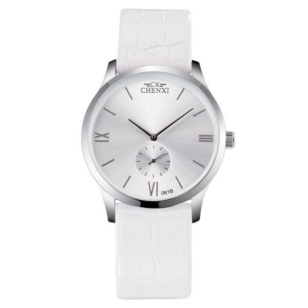 

2018 new arrival black / white leather lovers watch gift for boy or girl fashion women quartz watches chenxi couple wristwatches, Slivery;brown
