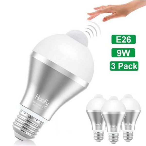 

us stock motion sensor light bulb e26 smart motion detector bulbs 9w auto on/off pir led bulbs for stairs,garage,corridor,patio,carports