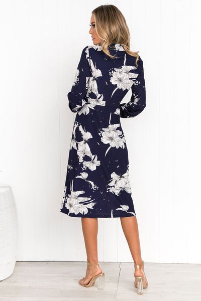 

new women's long sleeve print dress round neck a-line skirt dress, Black;gray